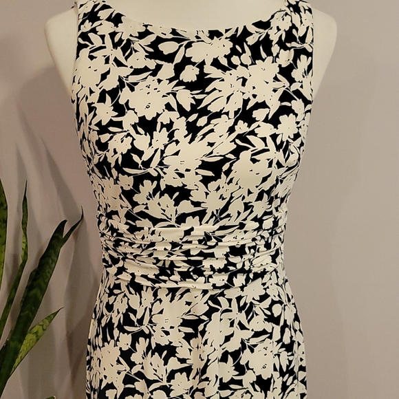 Chaps Floral Rouched Waist Dress - Picture 2 of 6